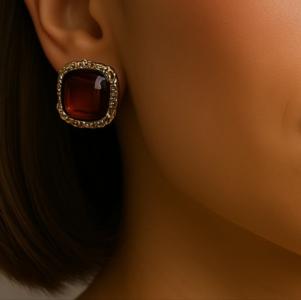 Croft & Barrow, Gold-Tone Pink Stone Square Design Stud Earrings Women's Jewelry